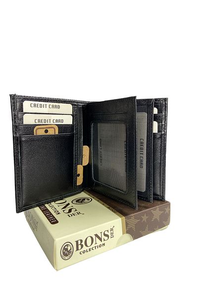 BONS 1.Class Quality Black Men's Leather Wallet