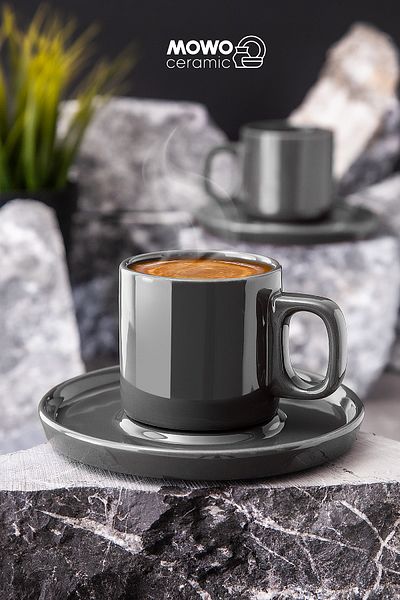 Mowo Home Hatsu Turkish Coffee, Espresso, Gift 2-Piece Coffee Cup - Birthday, Valentine's Day Gift