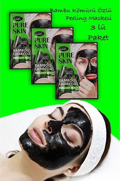 Uniquem 3 Adet Siyah Nokta Maskesi Bambu Kömür Kürü Sürülebilir Yüz Maskesi B...