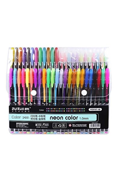 Linea Zuixua Jel Kalem Neon Color Pen Yazı Çizim ve İşaretleme Kalemi 48 Renk