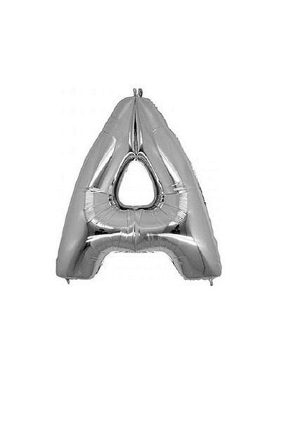 Niyet A (Silver) Letter Foil Balloon - 90 Cm - Silver Foil Letter Balloon