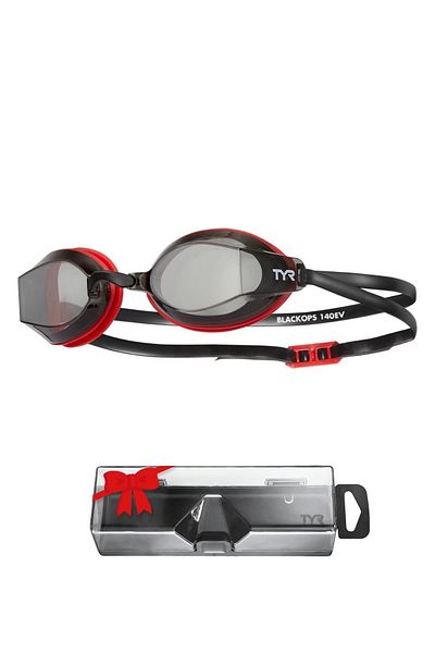 TYR Sport TYR BlackOps 140° Smoked/Red Swimming Goggles, Training Glasses