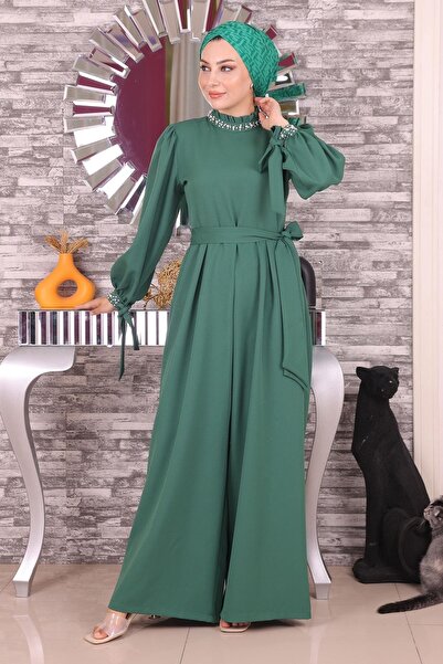 Modamihram Pearl részletes jumpsuit ruha Emerald 19152