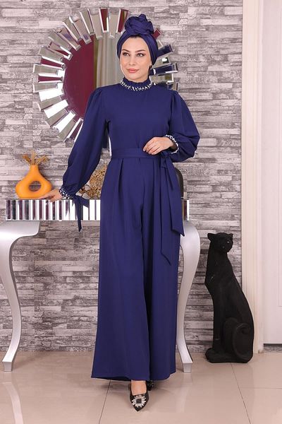 Modamihram Rochie salopetă cu perle Indigo 19152