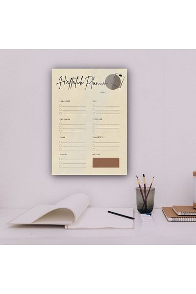 Haydi Dekor Writable and Erasable Soft Colors Weekly Plan Glass Board
