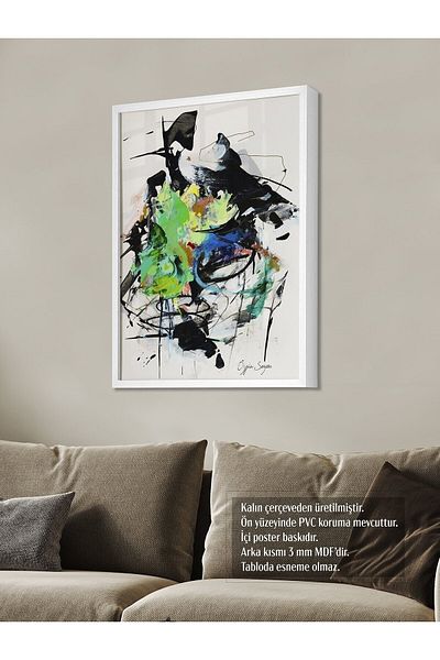 HOMEPACK Μονό επιτραπέζιο με χοντρό πλαίσιο PVC προστατευμένο σχέδιο Αφηρημένο αφηρημένο ζωγραφική τοίχου TX014