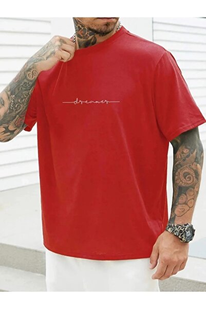 MANCY Tricou oversize cu decolteu rotund, 100% bumbac, cu imprimeu Dreamer