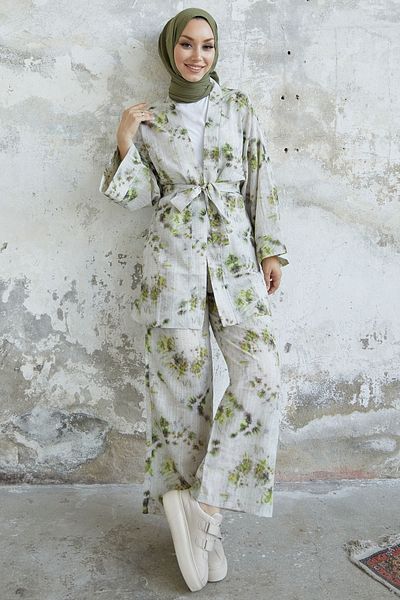 InStyle Valeria Kimono Belted Set - Green