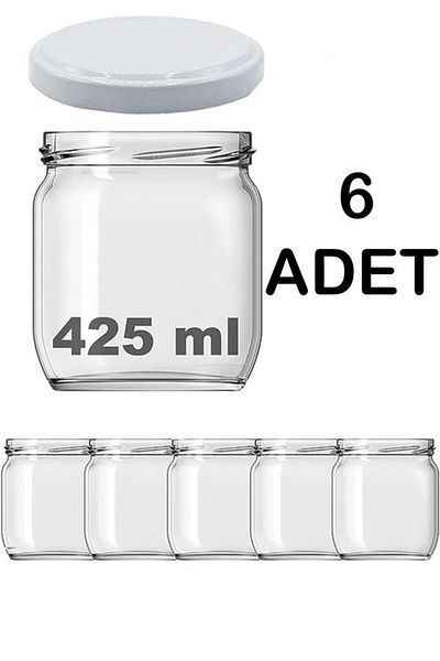 Paşabahçe 6 Pieces 425cc Glass Transparent Metal Lid Tomato Canned Jam Jars