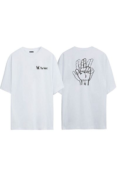 THEWERT Μπλουζάκι Unisex Hands Printed Λευκό Oversize