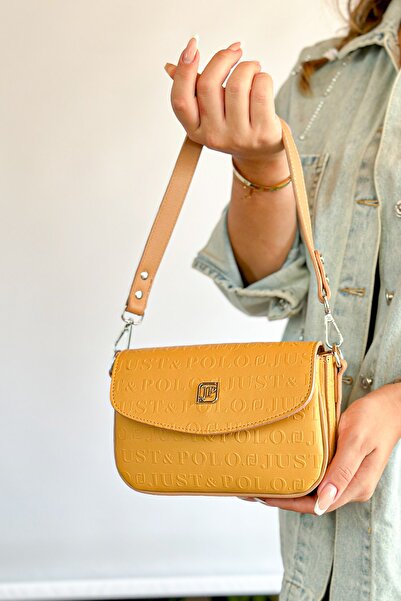 Just Polo حقيبة كتف نسائية يومية صغيرة الحجم مكونة من شريطين 4086 أصفر
