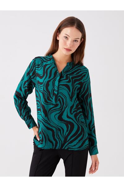 LC Waikiki Mintás hosszú ujjú - szökött nyakú női blúz