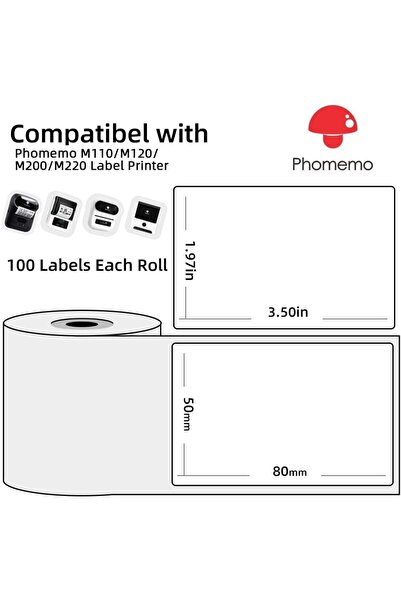 Phomemo 50x80mm/100adet Beyaz Etiket - M110, M108, M220, M221 İçin XP5080-100