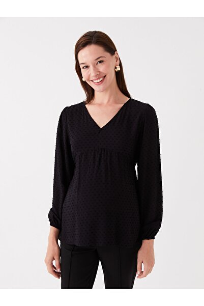 LC Waikiki Μακρυμάνικη Voile μπλούζα εγκυμοσύνης με αυτοσχέδιο σχέδιο