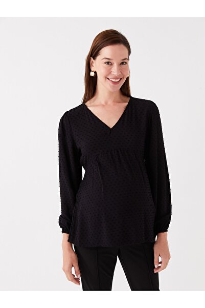 LC Waikiki Μακρυμάνικη Voile μπλούζα εγκυμοσύνης με αυτοσχέδιο σχέδιο