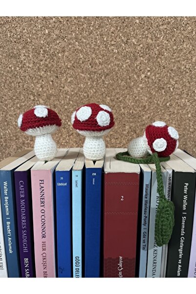 sumicorn Sevimli Amigurumi Örgü Mantar Kitap Ayracı,Kitap Aksesuarı,Kitap Sev...