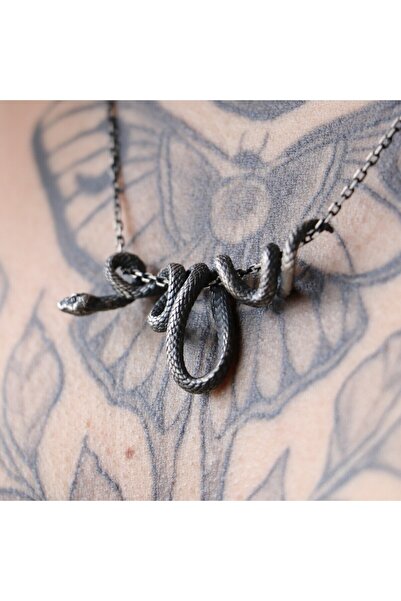 Moko Art Design Yılan 925 Oksitlenmiş Gümüş Kolye