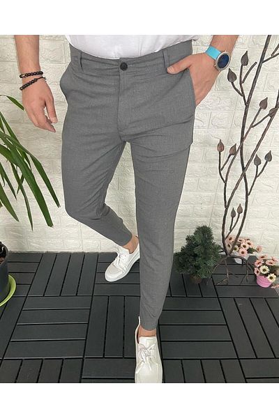 MODAMESTO Ανδρικό Smoked Slim Fit παντελόνι από ύφασμα