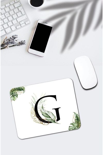 HobiShop لوحة ماوس مستطيلة الشكل بنمط استوائي مع حرف G