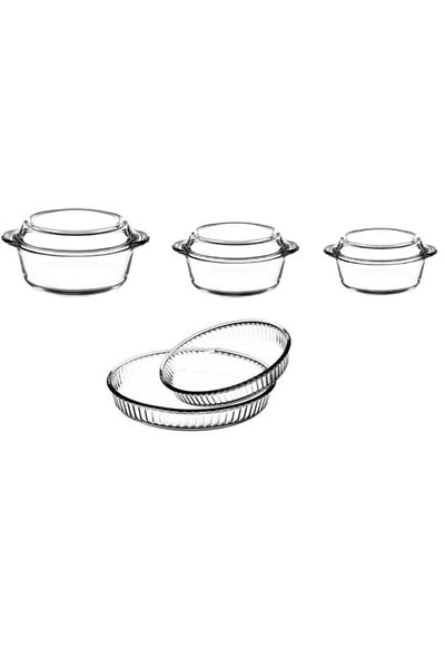 Paşabahçe Pyrex Set 5 Pcs. Borcam Pot Baking Tray Set