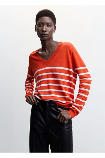 MANGO Woman V-Neck Thin Knitwear Sweater