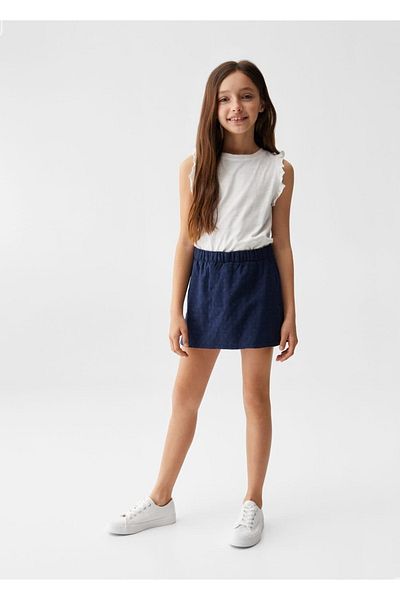 MANGO Kids Pantaloni albastru închis pentru copii