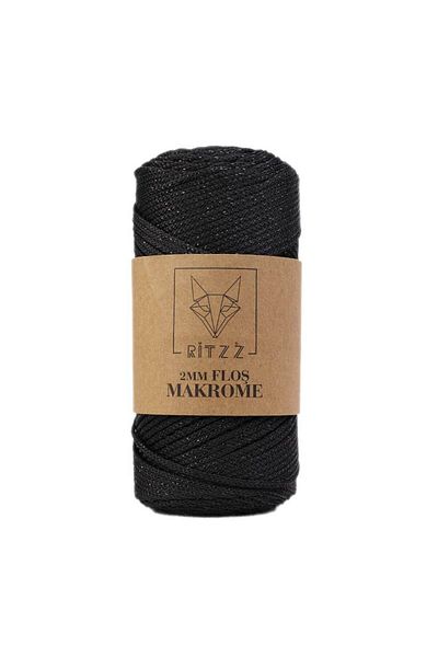 Ritzz Σχοινί μακραμέ νιφάδας 2 MM Μαύρο Μαύρο Ασημί