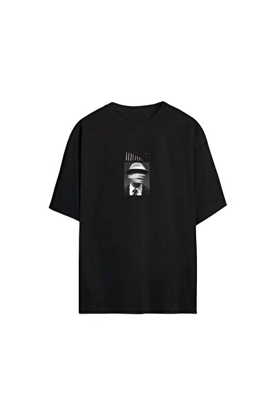 THEWERT Unisex crna Oversize kroj T-shirt - Utakmica završena Štampano