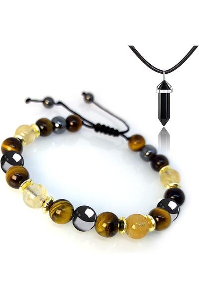 NBS Beautiful Naturel Stones سوار من الحجر الطبيعي من لاكي، السعادة، سيترين ا...