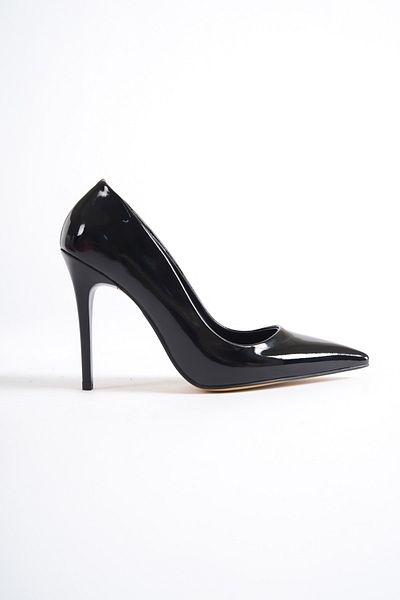 Modabuymus Pantofi Stiletto Cu Toc Inalt Subtire Piele Lacuita Neagra - Lapita