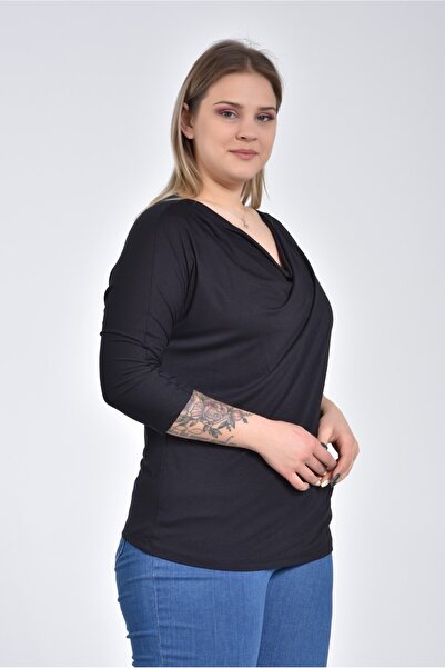 Curvy Trend Μπλούζα με νυχτερίδα με γιακά με νυχτερίδα