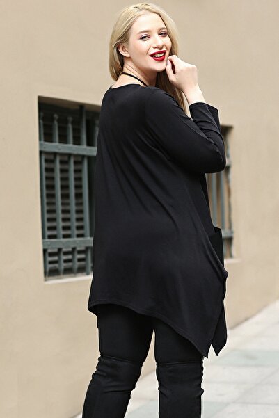 Curvy Trend Μακρυμάνικο τουνίκ με σχισμή μπροστά