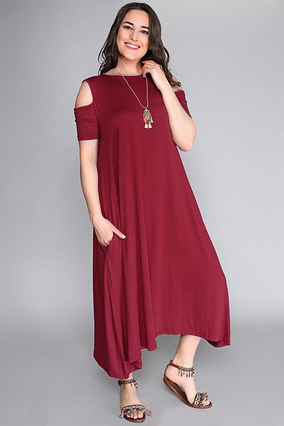 Curvy Trend Rochie din viscoza decoltata pe umeri