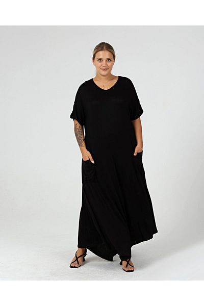 Curvy Trend Φόρεμα Maxi με τσέπες με φούστα σε μεγάλο μέγεθος