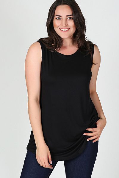 Curvy Trend Αμάνικη Βασική Μπλούζα Βισκόζης Plus Size