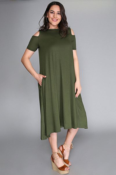 Curvy Trend Φόρεμα βισκόζης χαμηλού ώμου