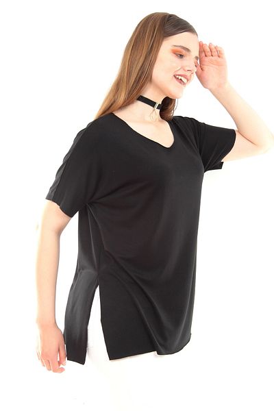 Curvy Trend Plus Size Skirt Slit Loose Blouse