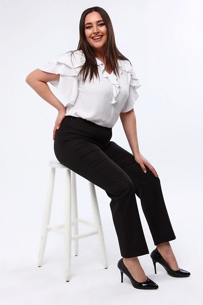Curvy Trend Plus Size Side Zipper Elastic Waist Fabric Trousers KLB0014