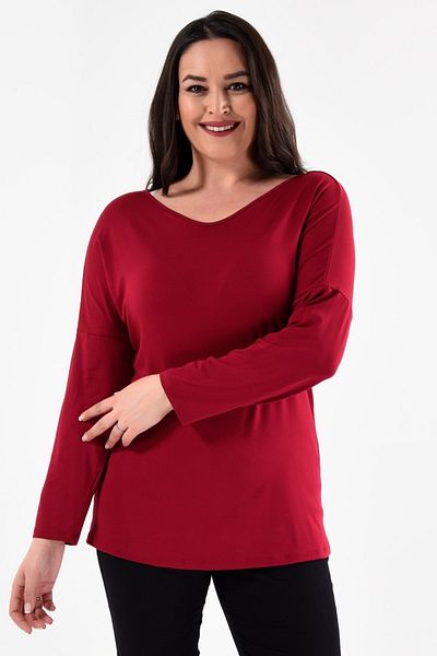 Curvy Trend Bluză cu mânecă lungă cu dungi cu paiete încrucișate la spate