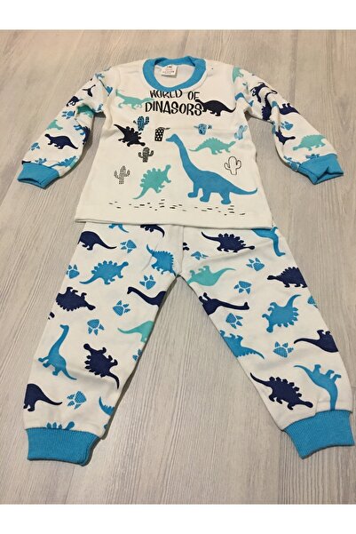 Süpermini Süper Mini Baby Süpermini 53-50-23 Dinazor Desenli 2Li Erkek Pijama Takım 1-3 Yaş