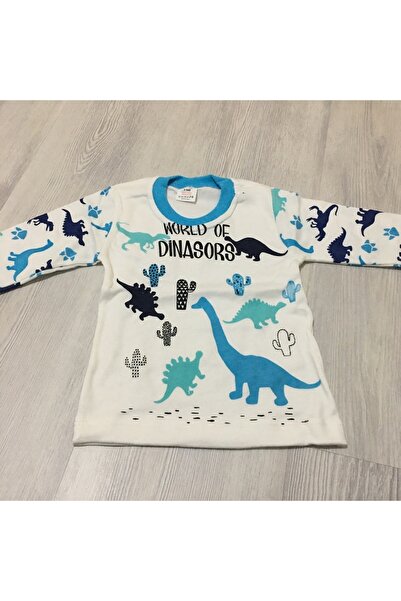 Süpermini Süper Mini Baby Süpermini 53-50-23 Dinazor Desenli 2Li Erkek Pijama Takım 1-3 Yaş