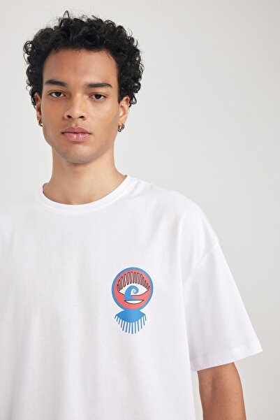DeFacto Comfort Fit Crew Neck Back Printed Short Sleeve T-Shirt B3788ax23hs
