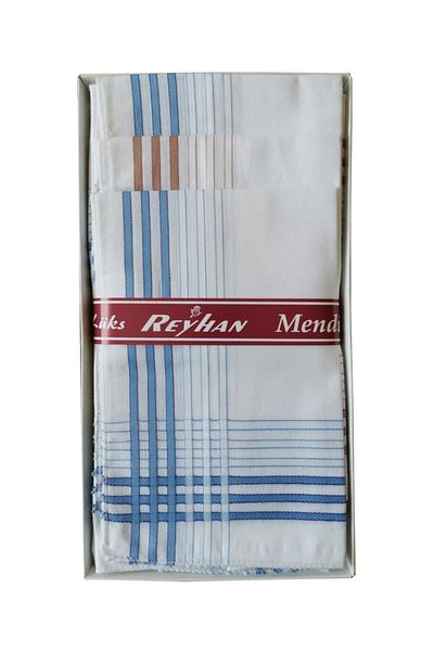 REYHAN Ανδρικό Μαντήλι 12 Τεμάχια 40*40 Εκ. Ριγέ