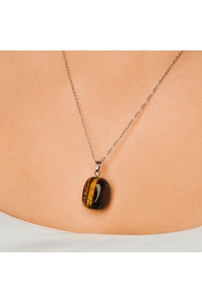 Lekka Design Agate Natural Stone Non-Tarnish Steel Women's Necklace