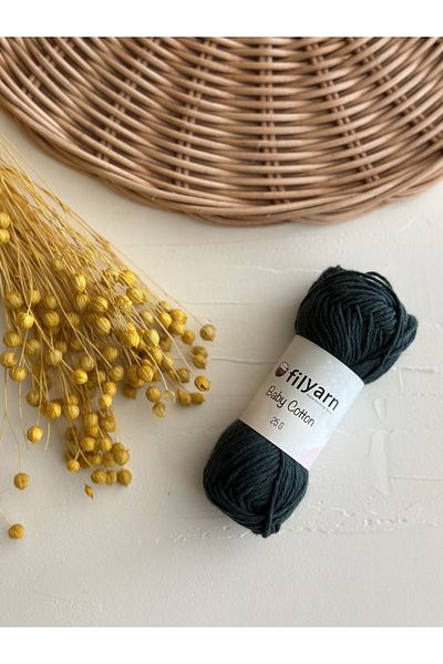 Filyarn Baby Cotton 100% Cotton Punch, Knitted, Amigurumi 25 Gr Cotton Yarn - Dark Oil