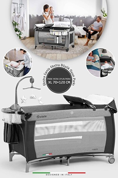 Elele Almonte Oyun Parkı Park Yatak XL 70x120 cm Siyah-Gri