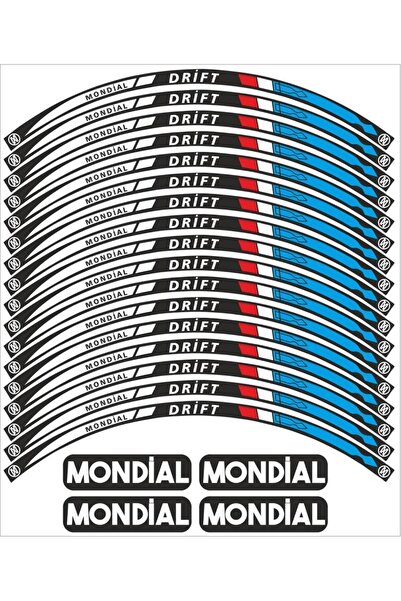 PROMOT MONDİAL DRİFT L Uyumlu  JANT ŞERİDİ STİCKER MAVİ MODEL 1
