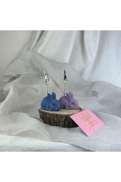 oasis decoration Grey Blue - Purple Rabbit 2-Piece Note Holder Set, Photo Holder