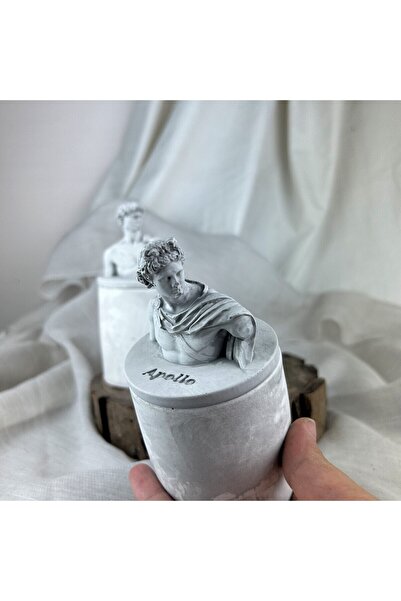 oasis decoration Gray Antique David and Apollo 2-Piece Box Set with Lid, Decorative Concrete Box