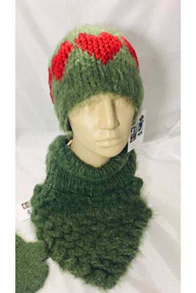 drt tasarım طقم قفازات وقبعة وياقة على شكل تمساح باللون الأحمر والأخضر